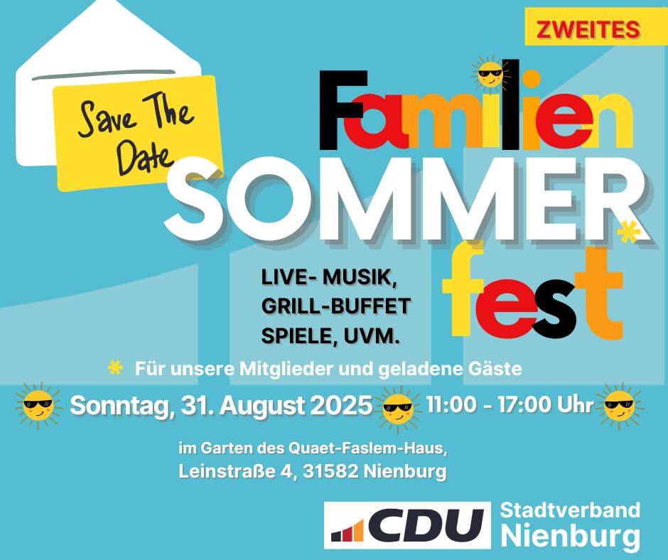 Save the Date: Zweites Familien-Sommerfest der CDU Nienburg